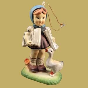 Vintage 1980s Kurt S.Adler Newspaper German GIrl with Goose Ornament